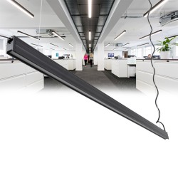 OFFICE 61025-P Γραμμικό Κρεμαστό Φωτιστικό Linear LED 18W 2170lm 120° AC 220-240V Μ120 x Π2 x Υ4cm Θερμό Λευκό 2700K - Μαύρο - 3 Years Warranty