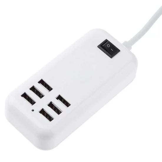 Φορτιστής USB 6 Θέσεων με ON / OFF Διακόπτη 4A 20 Watt 5V DC Λευκός GloboStar 69998 Φορτιστής USB 6 Θέσεων με ON / OFF Διακόπτη 4A 20 Watt 5V DC Λευκός GloboStar 69998
