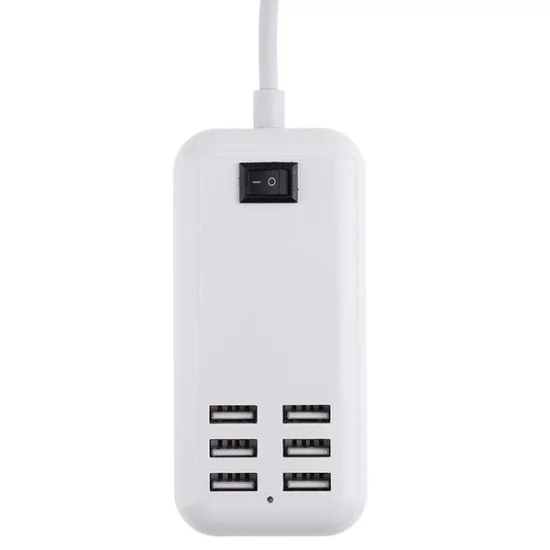 Φορτιστής USB 6 Θέσεων με ON / OFF Διακόπτη 4A 20 Watt 5V DC Λευκός GloboStar 69998 Φορτιστής USB 6 Θέσεων με ON / OFF Διακόπτη 4A 20 Watt 5V DC Λευκός GloboStar 69998