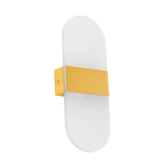 RARE 61338 Μοντέρνο Φωτιστικό Τοίχου - Απλίκα LED 5W 600lm 180° AC 220-240V IP20 Ρυθμιζόμενο Λευκό CCT με On/Off 2700K/4500K/6000K - Lumileds SMD Chip - Χρυσό Βούρτσας - Μ10 x Π4 x Υ27cm - 3 Χρόνια Εγγύηση