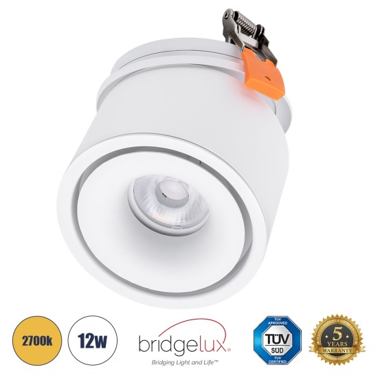 OMEGA-R 60295 Χωνευτό LED Spot Downlight TrimLess Φ10cm 12W 1500lm 36° AC 220-240V IP20 Φ10 x Υ8.2cm - Στρόγγυλο - Λευκό - Θερμό Λευκό 2700K - Bridgelux COB - 5 Years Warranty