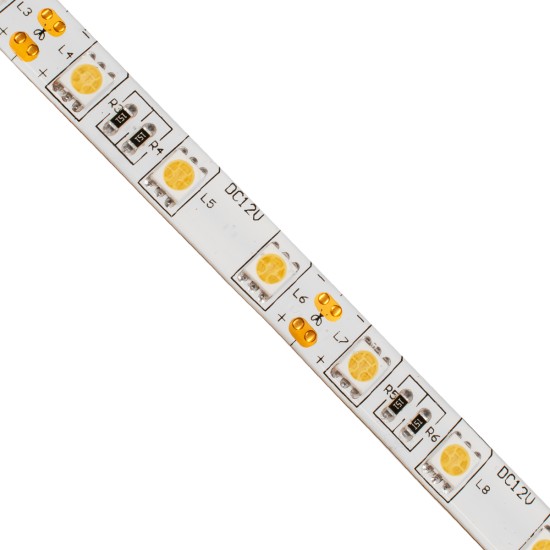 70122 Ταινία LED SMD 5050 5m 14.4W/m 60LED/m 1497lm/m 120° DC 12V Αδιάβροχη IP65 Θερμό Λευκό 3000K - 5 Χρόνια Εγγύηση