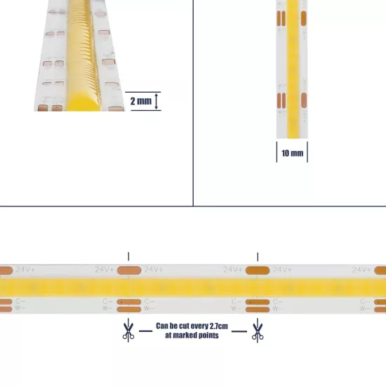 BEE 70349 Ταινία LED 14W/m 1540lm/m 120° DC 24V IP20 608 x COB Chip/m Ρυθμιζόμενο Λευκό CCT από 2700K έως 6000K Dimmable - Sanan COB Chip - Μ500 x Π1 x Υ0.2cm - Ρολό 5 Μέτρων - 5 Χρόνια Εγγύηση