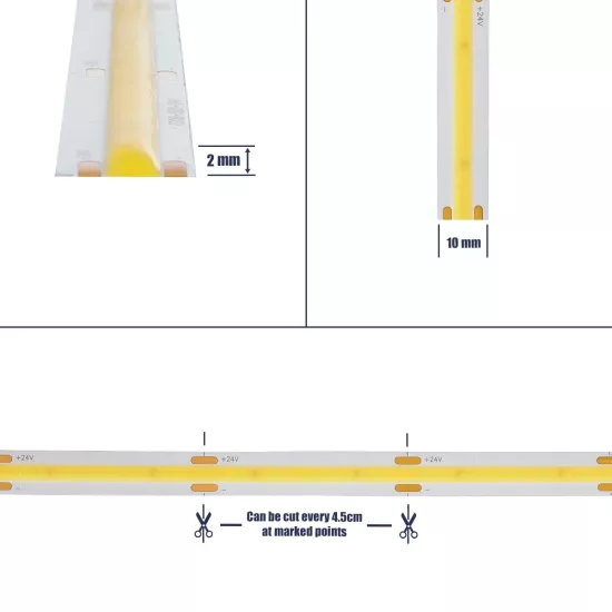 BEE 70350 Ταινία LED 10W/m 1100lm/m 120° DC 24V IP20 528 x COB Chip/m Ψυχρό Λευκό 6000K Dimmable - Sanan COB Chip - Μ500 x Π1 x Υ0.2cm - Ρολό 5 Μέτρων - 5 Χρόνια Εγγύηση