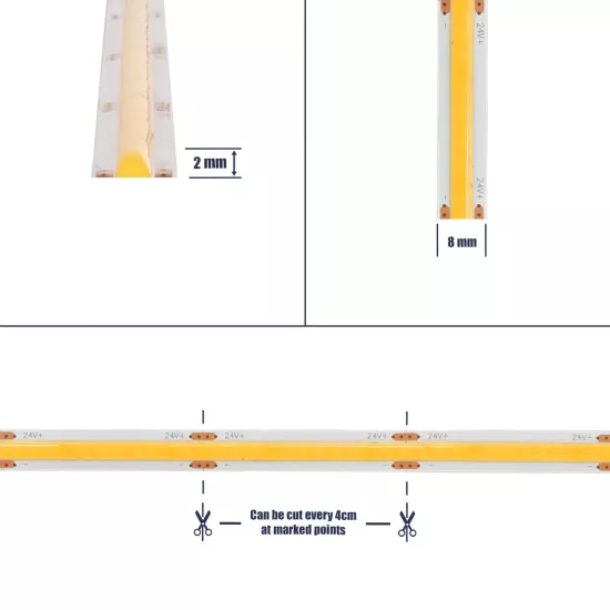 BEE 70360 Ταινία LED 8W/m 800lm/m 120° DC 24V IP20 320 x COB Chip/m Φυσικό Λευκό 4500K Dimmable - Sanan COB Chip - Μ500 x Π0.8 x Υ0.2cm - Ρολό 5 Μέτρων - 5 Χρόνια Εγγύηση