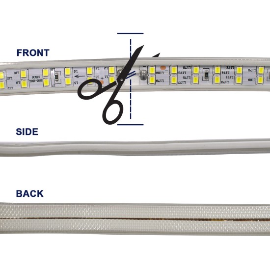 70510 Wide Ταινία Διπλής Σειράς Epistar LED SMD 2835 1m 24W/m 180LED/m 3360lm/m 120° DC 230V Αδιάβροχη IP68 Ψυχρό Λευκό 6000K Dimmable