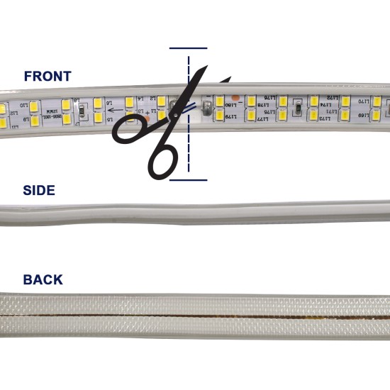 70511 Wide Ταινία Διπλής Σειράς Epistar LED SMD 2835 1m 24W/m 180LED/m 3288lm/m 120° DC 230V Αδιάβροχη IP68 Φυσικό Λευκό 4500K Dimmable