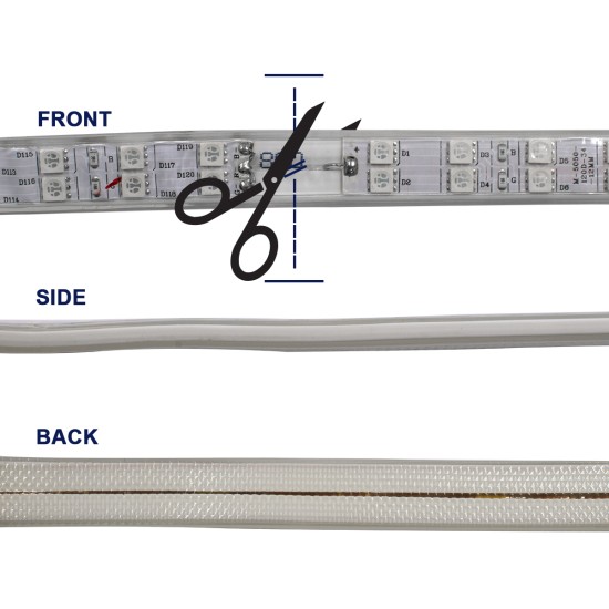 70517 Wide Ταινία Διπλής Σειράς Epistar LED SMD 5050 1m 24W/m 60LED/m 3144lm/m 120° DC 230V Αδιάβροχη IP68 RGB Dimmable