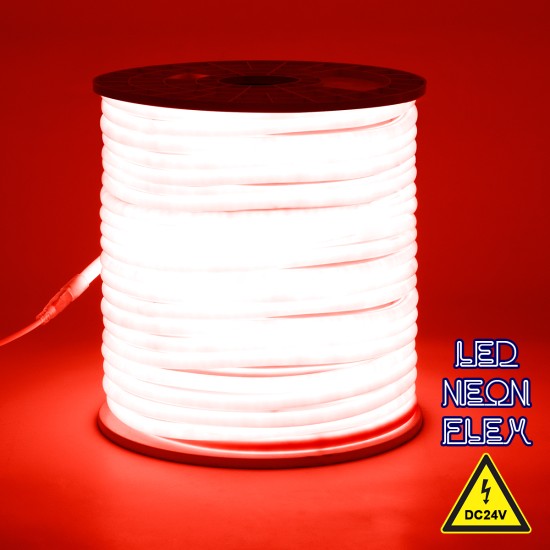 70583 TUBE 360° Degree Neon Flex Epistar LED SMD 2835 1m 12W/m 120LED/m 1212lm/m 360° DC 24V Αδιάβροχη IP68 Κόκκινο Dimmable