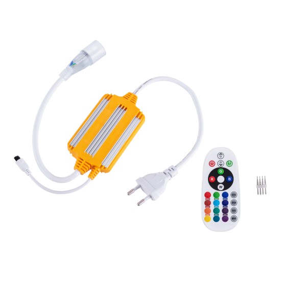 70645 RGB Controller με Ασύρματο Χειριστήριο IR - Μεταλλάκτης Τροφοδοσίας AC/DC 230V IP68 για TUBE 360° Degree Neon Flex LED RGB 4 Pin Max 1500W - Έως 100 Μέτρα 70645 RGB Controller με Ασύρματο Χειριστήριο IR - Μεταλλάκτης Τροφοδοσίας AC/DC 230V IP68 για TUBE 360° Degree Neon Flex LED RGB 4 Pin Max 1500W - Έως 100 Μέτρα