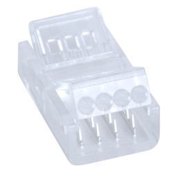 70688 Ενωτικός Σύνδεσμος για Πολύχρωμη Ταινία LED RGB 10mm 4 PIN σε Καλώδιο Τροφοδοσίας Ατερμάτιστο 4 PIN Μ2.1 x Π1.3 x Υ0.7cm Διάφανο