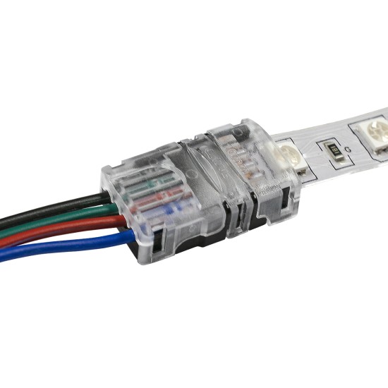 70722 Ταχυσύνδεσμος Ένωσης IP20 - Strip To Cable Connector για Ένωση 1 x RGB Ταινίας LED Πλάτους 10mm με 1 x Καλώδιο Τροφοδοσίας