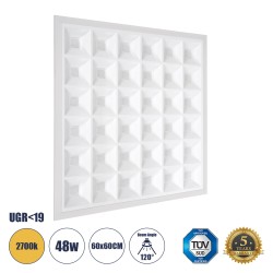 ZEUS 60970 Χωνευτό Panel Οροφής 60x60 με Anti Glare Reflector LED 48W 6960lm 120° CRI≥85Ra UGR<19 AC 220-240V IP20 Θερμό Λευκό 2700K - Lumileds SMD Chip & TÜV SÜD Driver - Λευκό Γαλακτερό - Μ60 x Π60 x Υ3.3cm / Q56 x 56cm - 5 Χρόνια Εγγύηση