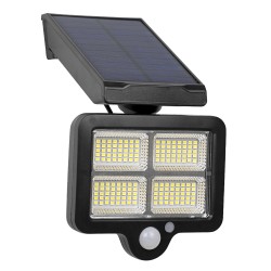 ORVION 71483 Προβολέας με IR Ασύρματο Χειριστήριο LED 20W 1000lm 120° DC 5V με Φωτοβολταϊκό Panel 5V 1W & Επαναφορτιζόμενη Μπαταρία Li-ion 3.2V 2400mAh Αδιάβροχο IP65 Ψυχρό Λευκό 6000K Dimmable - Sanan SMD Chip - Μαύρο - Μ12.5 x Π3.5 x Υ10cm - 2 Χρόνι