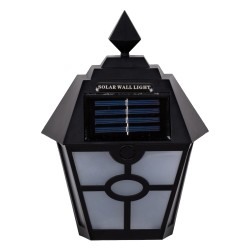 71494 Αυτόνομο Ηλιακό Φωτιστικό Τοίχου Μαύρο LED SMD 1W 40lm με Ενσωματωμένη Μπαταρία 600mAh - Φωτοβολταϊκό Πάνελ με Αισθητήρα Ημέρας-Νύχτας IP65 Ψυχρό Λευκό 6000K