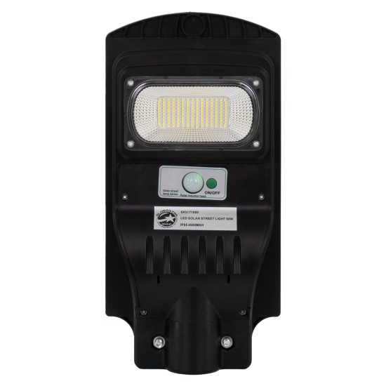 71550 Αυτόνομο Ηλιακό Φωτιστικό Δρόμου Street Light LED SMD 50W 4000lm με Ενσωματωμένη Μπαταρία Li-ion 4500mAh - Φωτοβολταϊκό Πάνελ με Αισθητήρα Ημέρας-Νύχτας PIR Αισθητήρα Κίνησης Αδιάβροχο IP65 Ψυχρό Λευκό 6000K