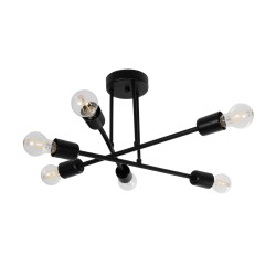 LAMIRA 201-0029 Μοντέρνο Φωτιστικό Οροφής με Ντουί 6 x E27 AC 220-240V IP20 - Μαύρο - Μ51 x Π51 x Υ7cm