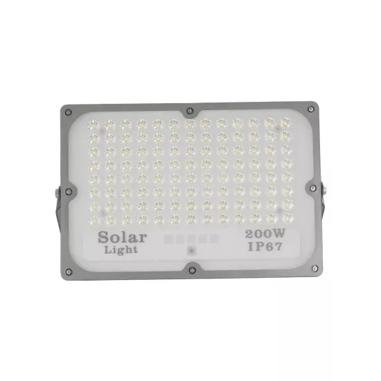 LUMOVOX 73068 Προβολέας LED 200W 10000lm 120° DC 5V με Φωτοβολταϊκό Panel 5V 12W & Επαναφορτιζόμενη Μπαταρία Li-ion 3.2V 10000mAh Αδιάβροχο IP67 Ψυχρό Λευκό 6000K - 180 x SMD2835 Sanan Chip - Γκρι Ανθρακί - Μ29.5 x Π5.5 x Υ19cm - 2 Χρόνια Εγγύηση