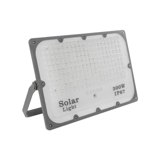 LUMOVOX 73069 Προβολέας LED 300W 15000lm 120° DC 5V με Φωτοβολταϊκό Panel 5V 20W & Επαναφορτιζόμενη Μπαταρία Li-ion 3.2V 15000mAh Αδιάβροχο IP67 Ψυχρό Λευκό 6000K - 360 x SMD2835 Sanan Chip - Γκρι Ανθρακί - Μ37 x Π7.5 x Υ27cm - 2 Χρόνια Εγγύηση