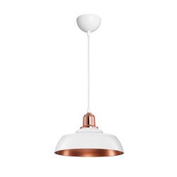 LOAN 203-0282 Μοντέρνο Κρεμαστό Φωτιστικό Οροφής με Ντουί 1 x E27 AC 220-240V IP20 - Λευκό & Μπρονζέ  - Μ25.5 x Π25.5 x Υ17cm