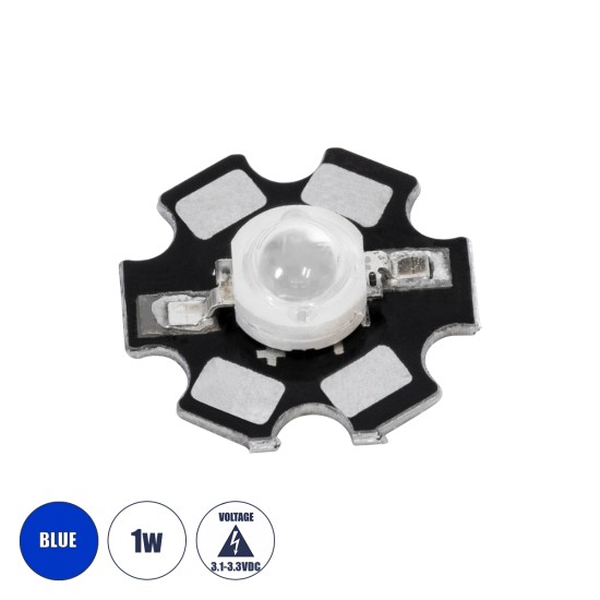 73752 High Power Star LED - Υψηλής Ισχύος Star LED 1W DC 3.2V Μπλε Φ2 x Υ0.6cm - 2 Χρόνια Εγγύηση