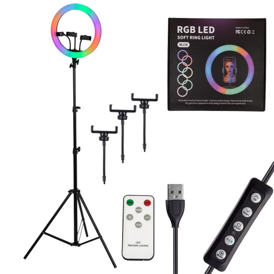 75803 Professional Digital Ring Light Φ36cm LED SMD 50W 5000lm 180° DC 5V με Καλώδιο Τροφοδοσίας USB - Ενσωματωμένο και Ασύρματο Χειριστήριο RF 2.4Ghz Εναλλαγής Χρωμάτων & 3 Βάσεις Τηλεφώνου - Πολύχρωμο RGBW+WW Dimmable 75803 Professional Digital Ring Light Φ36cm LED SMD 50W 5000lm 180° DC 5V με Καλώδιο Τροφοδοσίας USB - Ενσωματωμένο και Ασύρματο Χειριστήριο RF 2.4Ghz Εναλλαγής Χρωμάτων & 3 Βάσεις Τηλεφώνου - Πολύχρωμο RGBW+WW Dimmable