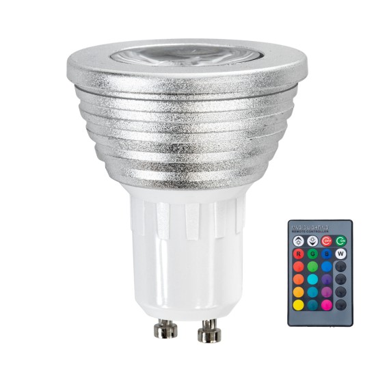 76065 Σποτ LED GU10 MR16 3W 200lm 90° AC 220-240V IP20 Φ5 x Υ8.5cm - Εναλλαγή Φωτισμού μέσω Τηλεχειριστηρίου RGB - Dimmable - 2 Χρόνια Εγγύηση