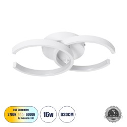 EVA 61068 Μοντέρνο Φωτιστικό Οροφής LED 16W 1920lm 300° AC 220-240V IP20 Ρυθμιζόμενο Λευκό CCT με On/Off 2700K/4500K/6000K - Lumileds SMD Chip - Λευκό Ματ - Μ33 x Π21 x Υ7cm - 3 Χρόνια Εγγύηση
