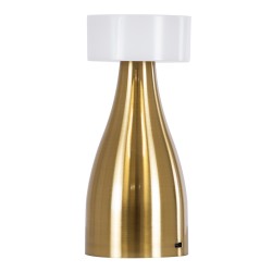 DOLLY 76470 Επαναφορτιζόμενο Επιτραπέζιο Φωτιστικό Πορτατίφ LED 1.5W 105lm 120° DC 5V IP44 CCT Ultra Θερμό 1500K - Φυσικό Λευκό 4500K - Ψυχρό Λευκό 6000K Dimmable Χρυσό & Λευκό Πλαστικό - Μ9 x Π9 x Υ21cm - 2 Χρόνια Εγγύηση