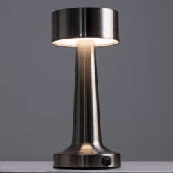 BELLA 76504 Επαναφορτιζόμενο Επιτραπέζιο Φωτιστικό Πορτατίφ LED 1.5W 105lm 120° DC 5V IP44 Θερμό Λευκό 2700K Dimmable Ασημί Αλουμίνιο - Μ9 x Π9 x Υ21cm - 2 Xρόνια Εγγύηση