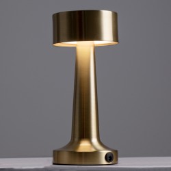 BELLA 76506 Επαναφορτιζόμενο Επιτραπέζιο Φωτιστικό Πορτατίφ LED 1.5W 105lm 120° DC 5V IP44 Θερμό Λευκό 2700K Dimmable Χρυσό Αλουμίνιο - Μ9 x Π9 x Υ21cm - 2 Xρόνια Εγγύηση