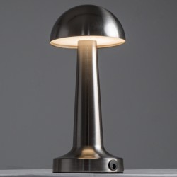 COCO 76510 Επαναφορτιζόμενο Επιτραπέζιο Φωτιστικό Πορτατίφ LED 1.5W 105lm 120° DC 5V IP44 Θερμό Λευκό 2700K Dimmable Ασημί Αλουμίνιο - Μ10 x Π10 x Υ22cm - 2 Xρόνια Εγγύηση