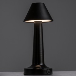 MOLLY 76515 Επαναφορτιζόμενο Επιτραπέζιο Φωτιστικό Πορτατίφ LED 1.5W 105lm 120° DC 5V IP44 Θερμό Λευκό 2700K Dimmable Μαύρο Αλουμίνιο - Μ10 x Π10 x Υ23cm - 2 Xρόνια Εγγύηση