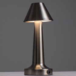 MOLLY 76516 Επαναφορτιζόμενο Επιτραπέζιο Φωτιστικό Πορτατίφ LED 1.5W 105lm 120° DC 5V IP44 Θερμό Λευκό 2700K Dimmable Ασημί Αλουμίνιο - Μ10 x Π10 x Υ23cm - 2 Xρόνια Εγγύηση