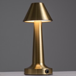 MOLLY 76518 Επαναφορτιζόμενο Επιτραπέζιο Φωτιστικό Πορτατίφ LED 1.5W 105lm 120° DC 5V IP44 Θερμό Λευκό 2700K Dimmable Χρυσό Αλουμίνιο - Μ10 x Π10 x Υ23cm - 2 Xρόνια Εγγύηση