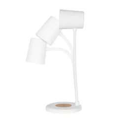 LUCORA 76555 Μοντέρνο Επιτραπέζιο Φωτιστικό Γραφείου με Ασύρματη Φόρτιση 10W 2A & 4W Bluetooth Ηχείο LED 3W 300lm 120° DC 5V με USB-C IP20 Ρυθμιζόμενο Λευκό CCT με Αφή 2700K/4500K/6000K Dimmable - Sanan SMD Chip - Λευκό - Μ12 x Π12 x Υ32cm - 2 Χρόνια 