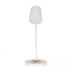 LUCORA 76555 Μοντέρνο Επιτραπέζιο Φωτιστικό Γραφείου με Ασύρματη Φόρτιση 10W 2A & 4W Bluetooth Ηχείο LED 3W 300lm 120° DC 5V με USB-C IP20 Ρυθμιζόμενο Λευκό CCT με Αφή 2700K/4500K/6000K Dimmable - Sanan SMD Chip - Λευκό - Μ12 x Π12 x Υ32cm - 2 Χρόνια 