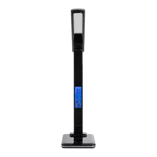 ZENTIME 76564 Μοντέρνο Επιτραπέζιο Φωτιστικό Γραφείου με Ασύρματη Φόρτιση 10W 2A & Ψηφιακό Ρολόι LED 3.5W 350lm 120° DC 5V με USB-C IP20 Ρυθμιζόμενο Λευκό CCT με Αφή 2700K/4500K/6000K Dimmable - Sanan SMD Chip - Μαύρο - Μ18 x Π12 x Υ40cm - 2 Χρόνια Εγ