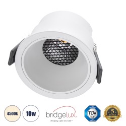 PLUTO-M 60254 Χωνευτό LED Spot Downlight TrimLess Φ8.4cm 10W 1300lm 38° AC 220-240V IP20 Φ8.4 x Υ5.9cm - Στρόγγυλο - Λευκό & Anti-Glare HoneyComb - Φυσικό Λευκό 4500K - Bridgelux COB - 5 Years Warranty