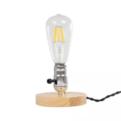 NOX 77703 Μοντέρνο Επιτραπέζιο Φωτιστικό Πορτατίφ με Ντουί 1 x E27 AC 220-240V IP20 - Μπεζ & Ασημί - Μ12 x Π12 x Υ9cm