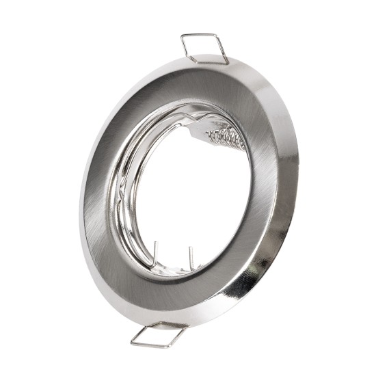 RAFY 77809 Χωνευτή Βάση για Σποτ MR16 με Ντουί GU10/GU5.3 IP20 - Νίκελ Βούρτσας - Μ8.3 x Π8.3 x Υ3.1cm / Q6cm