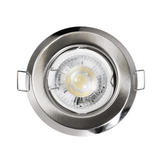 RAFY 77809 Χωνευτή Βάση για Σποτ MR16 με Ντουί GU10/GU5.3 IP20 - Νίκελ Βούρτσας - Μ8.3 x Π8.3 x Υ3.1cm / Q6cm