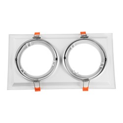 VITA 77854 Χωνευτή Κινούμενη Βάση για 2 x Σποτ AR111 για Ντουί GU10/GU5.3 IP20 - Λευκό - Μ33.5 x Π18 x Υ5.5cm / Q32.5 x 17cm