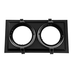 VITA 77855 Χωνευτή Κινούμενη Βάση για 2 x Σποτ AR111 για Ντουί GU10/GU5.3 IP20 - Μαύρο Ματ - Μ33.5 x Π18 x Υ5.5cm / Q32.5 x 17cm