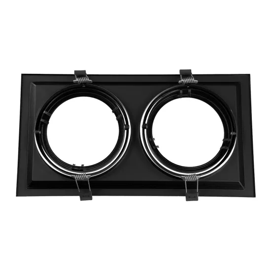 VITA 77855 Χωνευτή Κινούμενη Βάση για 2 x Σποτ AR111 για Ντουί GU10/GU5.3 IP20 - Μαύρο Ματ - Μ33.5 x Π18 x Υ5.5cm / Q32.5 x 17cm