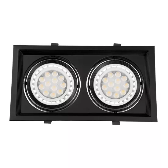 VITA 77855 Χωνευτή Κινούμενη Βάση για 2 x Σποτ AR111 για Ντουί GU10/GU5.3 IP20 - Μαύρο Ματ - Μ33.5 x Π18 x Υ5.5cm / Q32.5 x 17cm