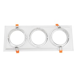 VITA 77856 Χωνευτή Κινούμενη Βάση για 3 x Σποτ AR111 για Ντουί GU10/GU5.3 IP20 - Λευκό - Μ48.7 x Π18 x Υ5.5cm / Q47.5 x 17cm