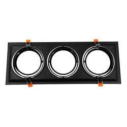 VITA 77857 Χωνευτή Κινούμενη Βάση για 3 x Σποτ AR111 για Ντουί GU10/GU5.3 IP20 - Μαύρο Ματ - Μ48.7 x Π18 x Υ5.5cm / Q47.5 x 17cm