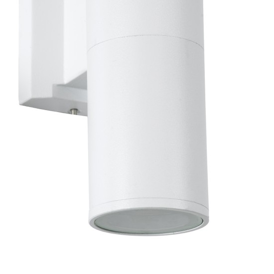 WALLY 77871 Μοντέρνο Φωτιστικό Τοίχου - Απλίκα με Ντουί 2 x GU10 AC 220-240V Αδιάβροχο IP65 - Λευκό Ματ - Μ6.4 x Π11 x Υ25cm