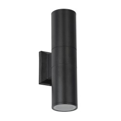 WALLY 77873 Μοντέρνο Φωτιστικό Τοίχου - Απλίκα με Ντουί 2 x GU10 AC 220-240V Αδιάβροχο IP65 - Μαύρο Ματ - Μ6.4 x Π11 x Υ25cm